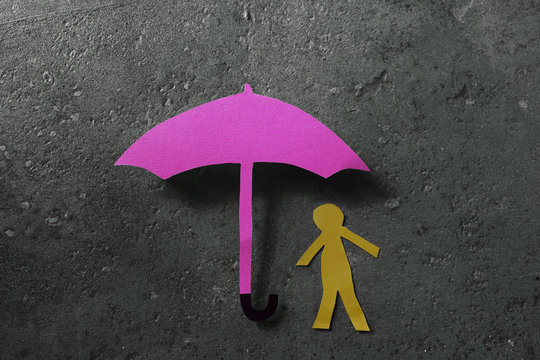 Man under umbrella