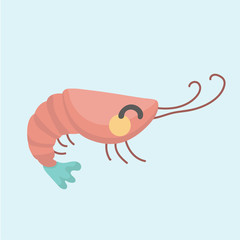 Vector image of a cartoon funny shrimp.