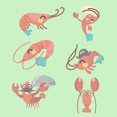 Vector set of shrimp.