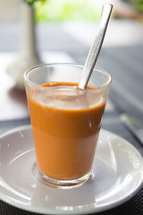 Hot milk tea in Thailand style classic cup