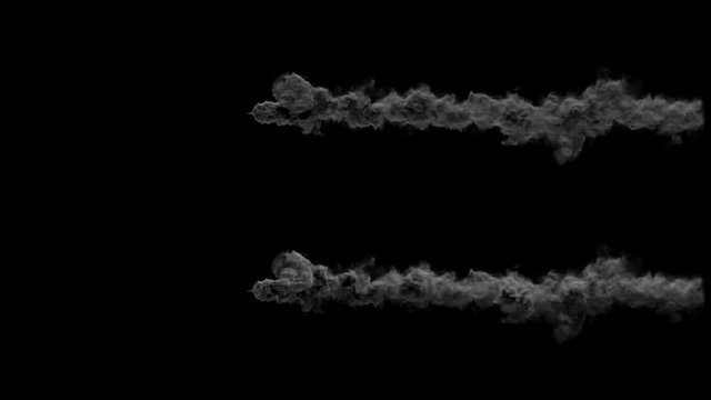 Meteor or asteroid trail smokes with two different details, with alpha mask