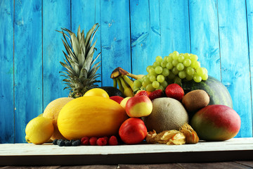 Fresh fruits.Mixed fruits background.Healthy eating, dieting, love fruits.