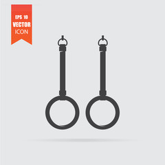 Gymnastic rings icon in flat style isolated on grey background.