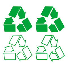 Sign waste processing. Recycle arrows icon, Green ecology and environment icon. Reuse Element. Flat vector illustration AI10