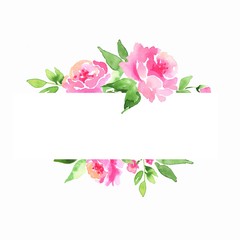 Watercolor floral frame. Element for design. Watercolor background with delicate flowers
