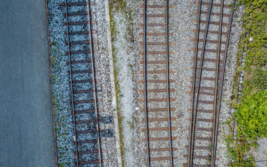 Aerial view of railroad tracks