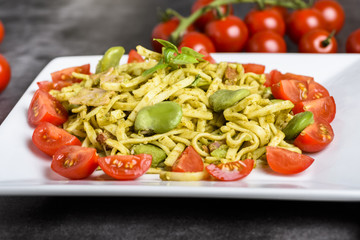 Pasta with bean and bacon