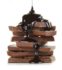 Chocolate bars with chocolate dripping