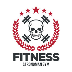 Cross skull laurel fitness logo