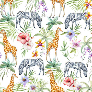Tropical wildlife vector pattern