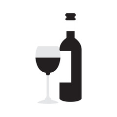 Isolated wine bottle and glass, Vector illustration
