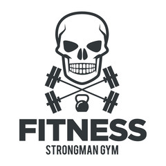Sport Skull with Dumbbell Fitness Logo