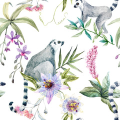 Naklejka premium Tropical wildlife vector pattern