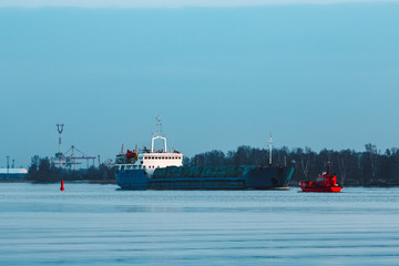 Fototapeta premium Blue bulk carrier