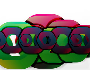 Geometric abstract background, cut chain shapes or hexagons on white