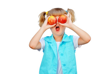 Little girl with nectarines