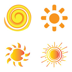 Set of sun icons on a white background, Vector illustration