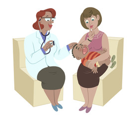 Obraz premium Black lady with the baby visiting child specialist