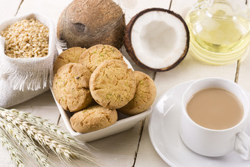 Coconut Biscuits with Fresh Coconut & Cup of Tea