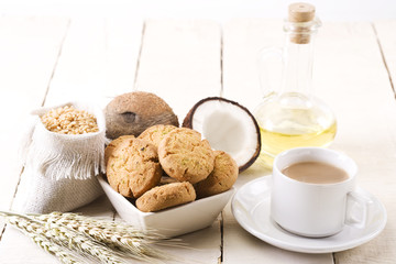 Coconut Biscuits with Fresh Coconut & Cup of Tea