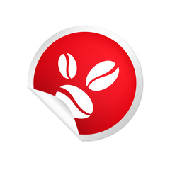 runder Sticker rot Kaffeebohnen