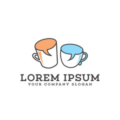 drink chat logo. Coffee chat logo design concept template