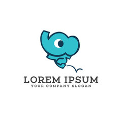 cute jump elephant logo design concept template