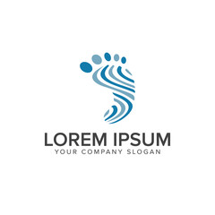 Leg footprint people logo design concept template