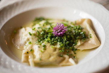 traditional Italian stuffed ortelli pasta