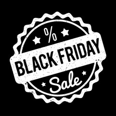 Black Friday rubber stamp white on a black background.