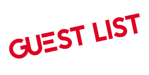 Guest List rubber stamp. Grunge design with dust scratches. Effects can be easily removed for a clean, crisp look. Color is easily changed.