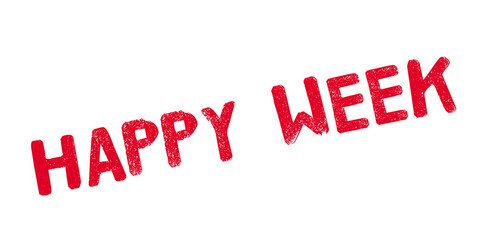 Happy Week rubber stamp. Grunge design with dust scratches. Effects can be easily removed for a clean, crisp look. Color is easily changed.