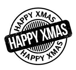 Happy Xmas rubber stamp. Grunge design with dust scratches. Effects can be easily removed for a clean, crisp look. Color is easily changed.