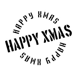 Happy Xmas rubber stamp. Grunge design with dust scratches. Effects can be easily removed for a clean, crisp look. Color is easily changed.