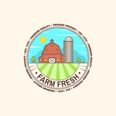 Fresh farm badge, label or sign in vintage style.