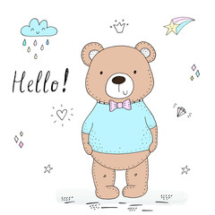 vector card with cute bear. vector print