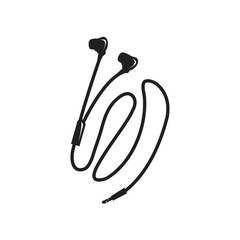 black earbud illustration, isolated on white background