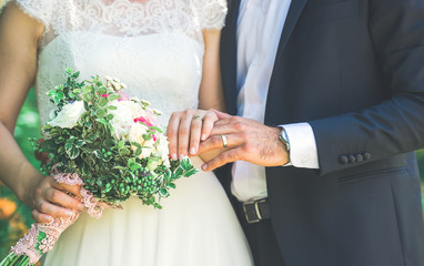 Bride and groom on wedding day
