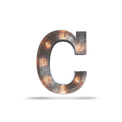 C METAL LETTER WITH LIGHT BULBS 