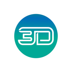 modern 3D word within a circle, icon design, isolated on white background