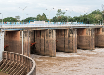 Flood gate of the small concrete dam.