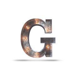 G METAL LETTER WITH LIGHT BULBS 