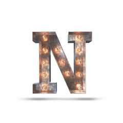 N METAL LETTER WITH LIGHT BULBS 
