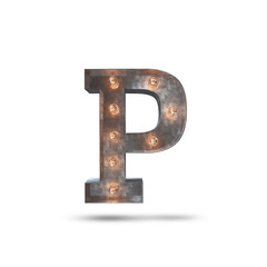 P METAL LETTER WITH LIGHT BULBS 