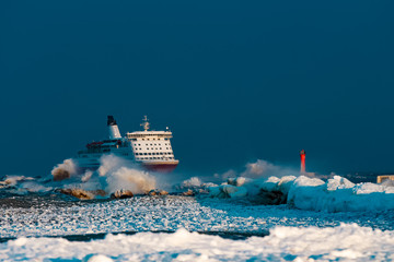 Red cruise liner