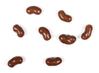Chocolates isolated on white background, top view