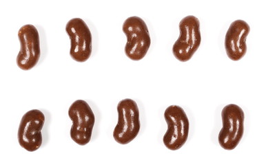 Chocolates isolated on white background, top view