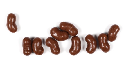 Chocolates isolated on white background, top view