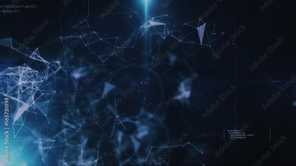 Poster abstract technology plexus stylish triangle particles futuristic waving seamless looping background 