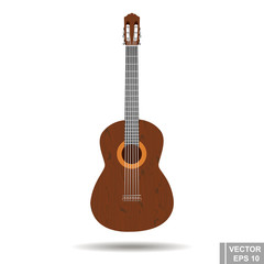 Guitar isolated on white background. Wooden. Realistic. For your design.